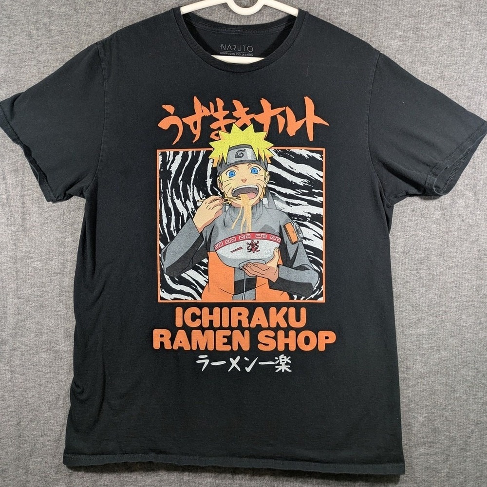 2007 Naruto Shippuden Collection Ichiraku Ramen Shop Black Men's T-Shirt Size L‎